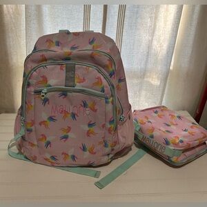 Girl’s Backpack Mallorie Monogramed Bag & Lunchbox‎ Pink Unicorn Target Brand